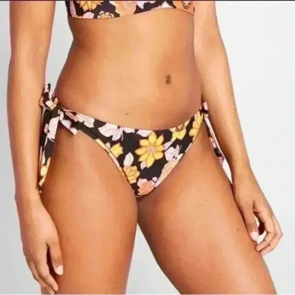 NEW Modcloth Side Tied Floral Bikini Bottom Size XS